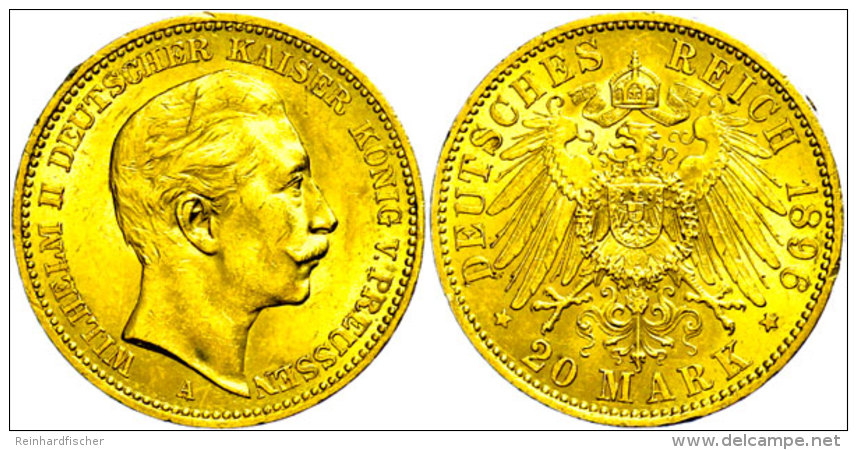 20 Mark, 1896, Wilhelm II., Randfehler, Ss-vz., Katalog: J. 252 Ss-vz20 Mark, 1896, Wilhelm II., Margin Fault,... - Autres & Non Classés