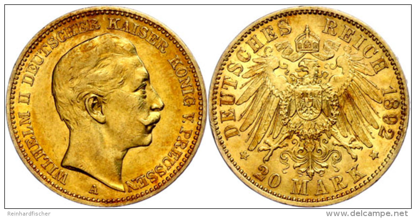 20 Mark, 1892, Wilhelm II., Ss-vz., Katalog: J. 252 Ss-vz20 Mark, 1892, Wilhelm II., Very Fine To Extremly... - Other & Unclassified
