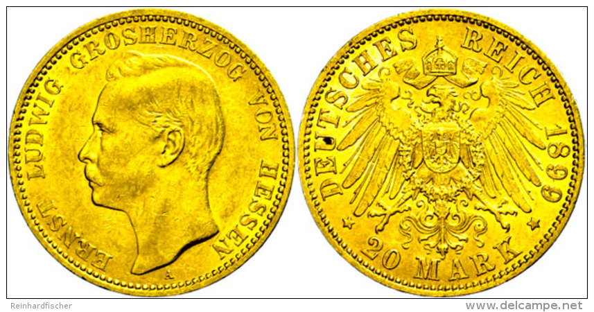 20 Mark, 1899, Ernst Ludwig, Ss-vz., Katalog: J. 225 Ss-vz20 Mark, 1899, Ernst Ludwig, Very Fine To Extremly... - Autres & Non Classés