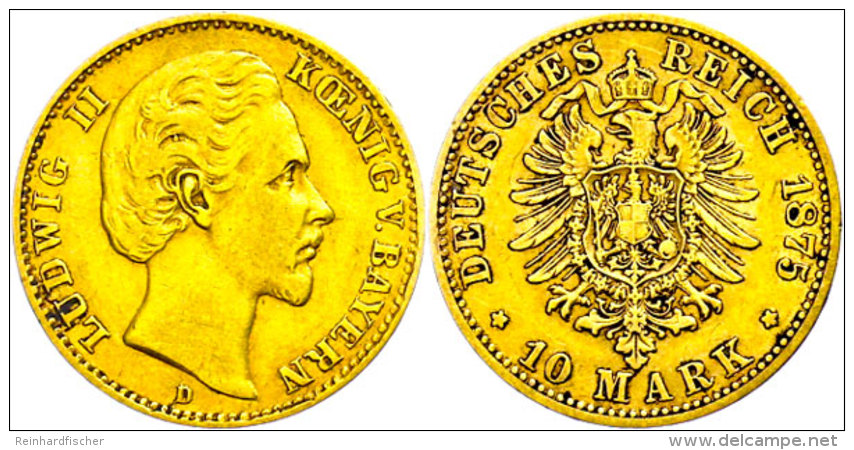 10 Mark, 1876, Ludwig II., Ss., Katalog: J. 196 Ss10 Mark, 1876, Ludwig II., Very Fine., Catalogue: J. 196 Ss - Other & Unclassified