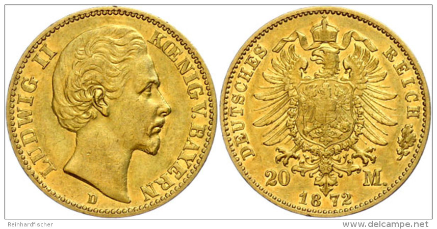 20 Mark, 1872, Ludwig II., Ss., Katalog: J. 194 Ss20 Mark, 1872, Ludwig II., Very Fine., Catalogue: J. 194 Ss - Autres & Non Classés