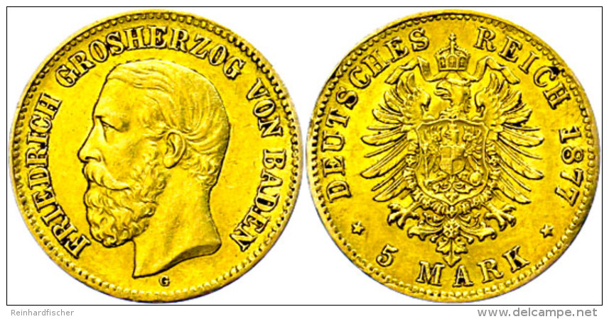 5 Mark, 1877, Friedrich I., Ss., Katalog: J. 185 Ss5 Mark, 1877, Friedrich I., Very Fine., Catalogue: J. 185 Ss - Other & Unclassified