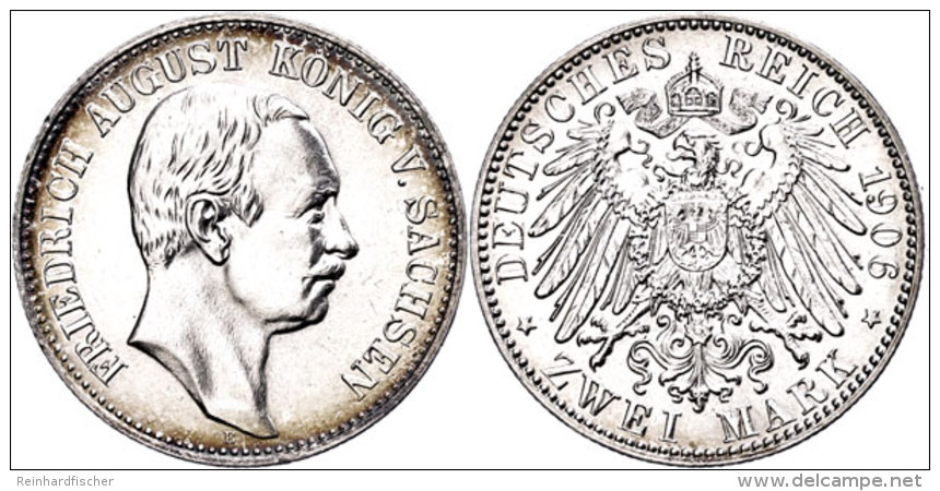 2 Mark, 1906, Friedrich August III., Kl. Rf., Vz-st., Katalog: J. 134 Vz-st2 Mark, 1906, Friedrich August III.,... - Other & Unclassified