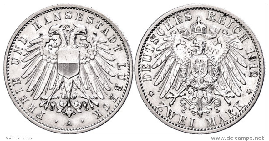 2 Mark, 1912, Gereinigt, Ss-vz., Katalog: J. 81 Ss-vz2 Mark, 1912, Cleaned, Very Fine To Extremly Fine.,... - Other & Unclassified