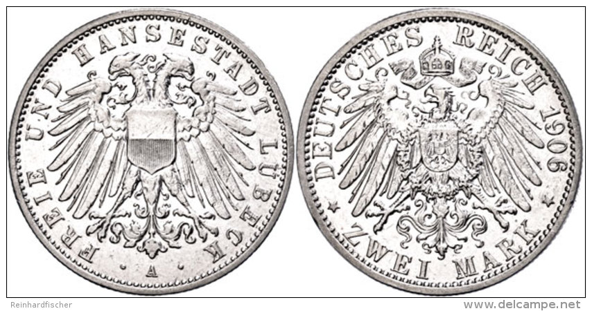 2 Mark, 1906, Gereinigt, Ss-vz., Katalog: J. 81 Ss-vz2 Mark, 1906, Cleaned, Very Fine To Extremly Fine.,... - Other & Unclassified