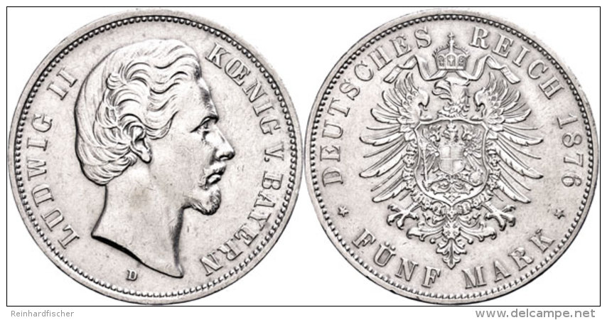 5 Mark, 1876, Ludwig II., Etwas Berieben, Randfehler, Ss-vz., Katalog: J. 42 Ss-vz5 Mark, 1876, Ludwig II., A... - Other & Unclassified