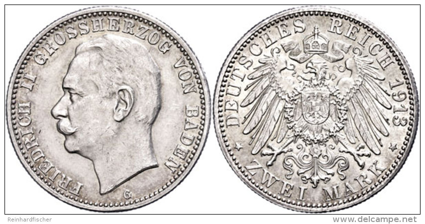 2 Mark, 1913, Friedrich II., Ss-vz, Katalog: J. 38 Ss-vz2 Mark, 1913, Friedrich II., Very Fine To Extremly... - Autres & Non Classés