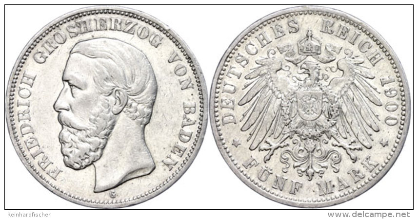 5 Mark, 1900, Friedrich I., Randfehler, Ss., Katalog: J. 29 Ss5 Mark, 1900, Friedrich I., Margin Fault, Very... - Autres & Non Classés