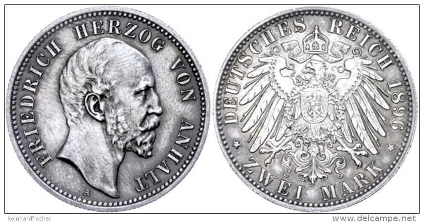 2 Mark, 1896, Friedrich I., Kr&auml;ftige, Fast Schwarze Patina, Ss-vz., Katalog: J. 20 Ss-vz2 Mark, 1896,... - Other & Unclassified