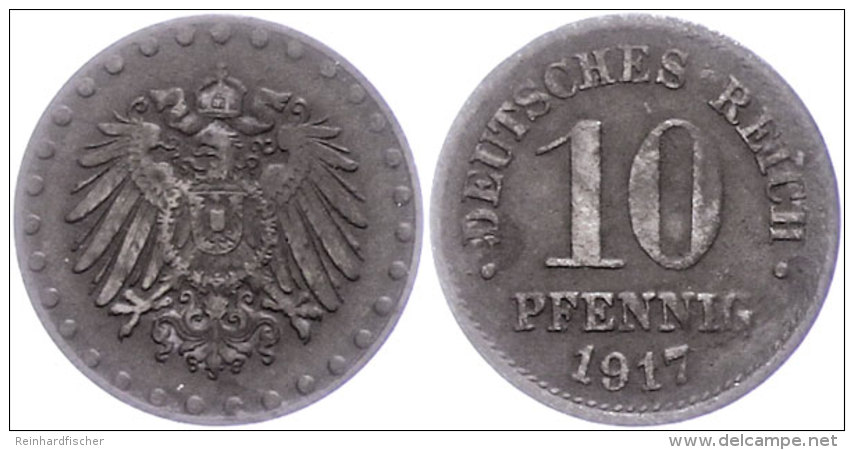 10 Pfennig, 1917, Ohne Mzz., Kl. Rf., Ss., Katalog: J. 298Z Ss10 Penny, 1917, Without Coin Sign, Small Edge... - Other & Unclassified