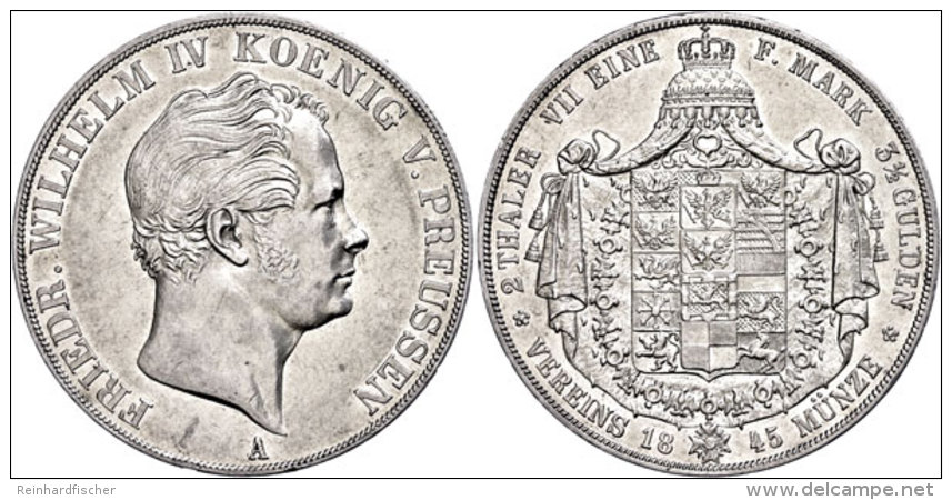 Doppeltaler, 1845, Friedrich Wilhelm IV., AKS 69, Kl. Rf., F. Vz.  Double Taler, 1845, Friedrich Wilhelm IV.,... - Autres & Non Classés