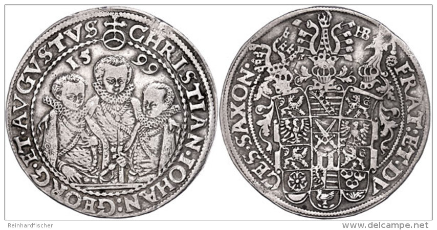 Taler, 1599, Christian II., Johann Georg Und August, Schnee 754, Dav. 9820, Randfehler, Ss.  SsThaler, 1599,... - Other & Unclassified