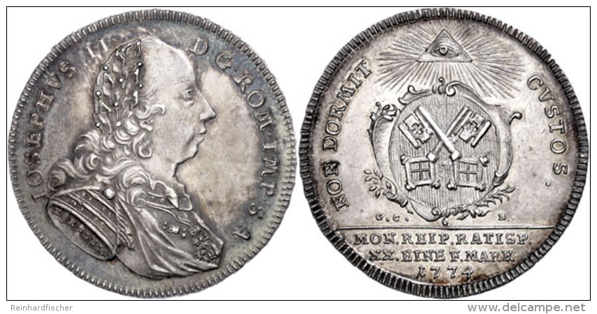 1/2 Taler, 1774, Mit Titel Josef II., Beckenbauer 7203, H&uuml;bsche T&ouml;nung, Vz+.  1 / 2 Thaler, 1774,... - Autres & Non Classés