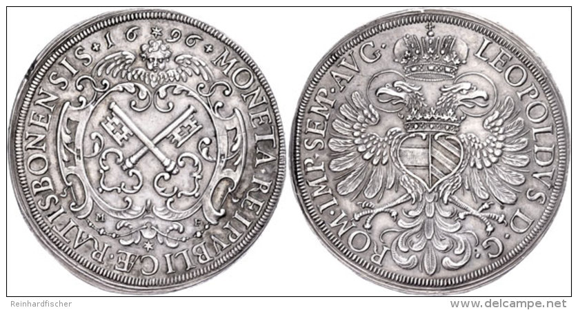 Taler, 1696, Mit Titel Leopold I., Dav. 5773, Schr&ouml;tlingsfehler Am Rand, Vz.  VzThaler, 1696, With Title... - Autres & Non Classés