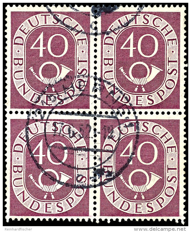 40  Pfg Posthorn, Viererblock, Gestempelt "HERNE", Pracht, Mi. 500.-, Katalog: 133(4) O40 Pfg Posthorn, Block... - Other & Unclassified