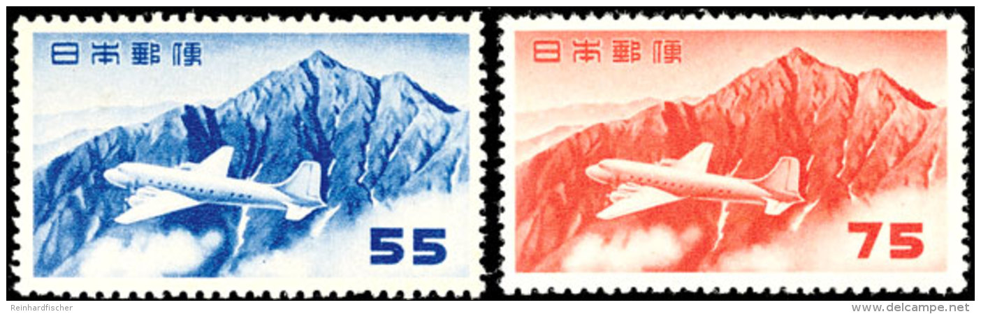 55 Yen Bis 160 Yen "Flugzeug &uuml;ber Tateyama, Wertangabe Ohne Nachkommastellen", Flugpostausgabe 1952, Tadellos... - Other & Unclassified