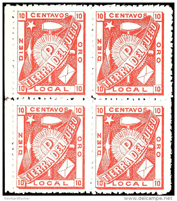 Feuerland : 1891, 10C. Karmin, Postfrischer 4er-Block Vom Linken Bogenrand, Tadellos, Mi. 240,- +, Katalog: I... - Other & Unclassified