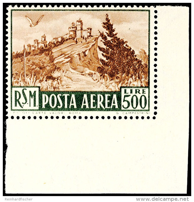 500 Lire Flugpostmarke, Flugpost-Ausgabe 1951, Tadellos Postfrisch, Mi. 250.-, Katalog: 460 **500 Liras Airmail... - Other & Unclassified
