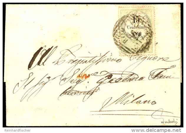 Stempelmarken: 15 C. Gr&uuml;n/schwarz, Kupferdruck, Als Freimarke Verwendet Auf Brief Von "ROMANO 16/11" Nach... - Lombardy-Venetia
