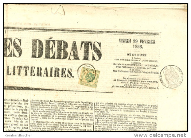 1853, 2 Kr. Auf Kpl. Zeitung, Marke Unten Links Lupenrandig, Sonst Breit Gerandet Und Tadellos, Auf Zeitung Vom... - Other & Unclassified