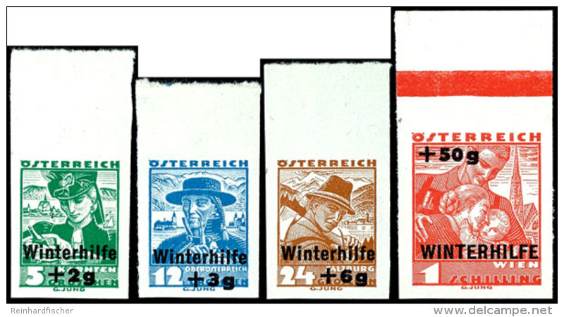 1935, 5 G + 2 G Bis 1 S. + 50 G . "Winterhilfe", Abart "ungez&auml;hnt", Kompletter Satz Zu 4 Werten, Tadellos... - Other & Unclassified