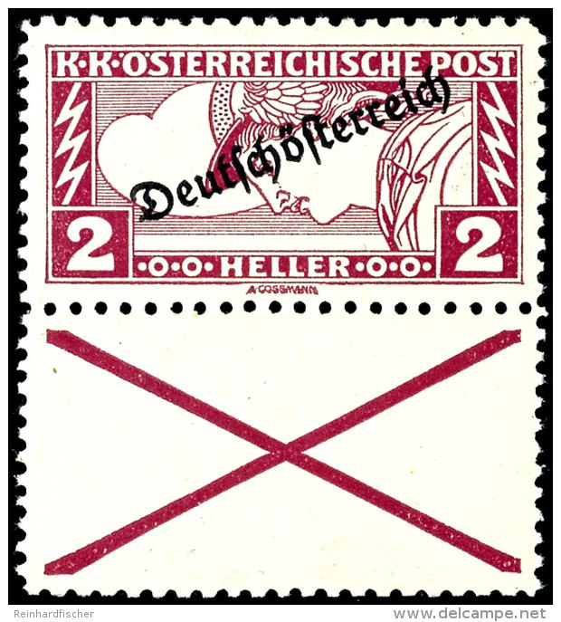 1919, 2 H. Eilmarke Gez&auml;hnt L 11 1/2 : 12 1/2 Mit Andreaskreuz Unten, Postfrisch, Fotobefund Babor V&Ouml;B,... - Other & Unclassified