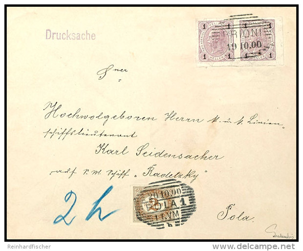 1899, 1 H. Franz Joseph, Ungez&auml;hnt, Waager. Paar Auf Drucksachen-Brief Von "BRION" 19.10.00" Aus Bekannter... - Other & Unclassified