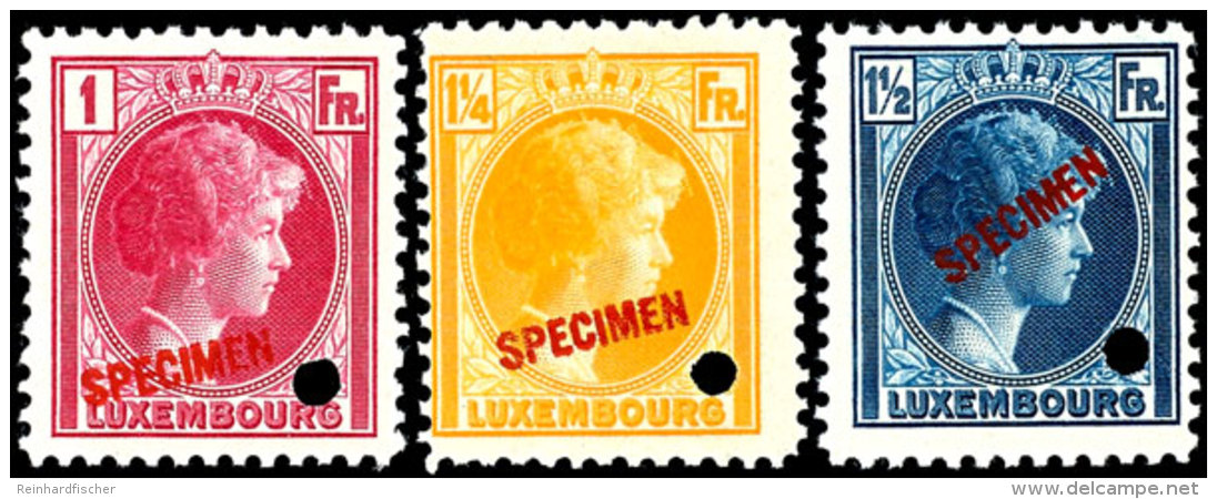 1926 - 1931, 5 C. Bis 1 12 Fr. "Grossherzogin Charlotte", 26 Werte Mit Rotem Aufdruck "Specimen" Und Lochung,... - Other & Unclassified