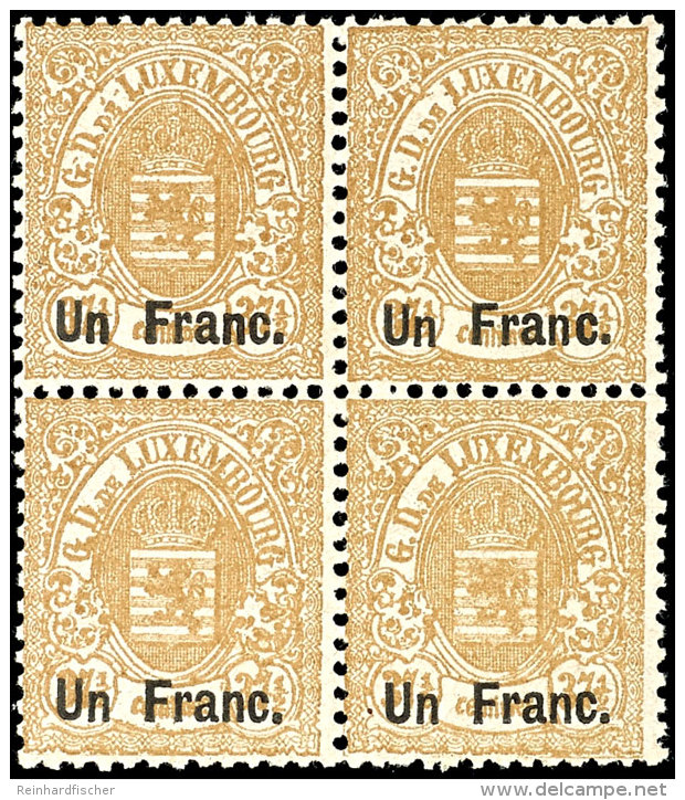 1875, "Un Franc" Als Tadellos Postfrischer Viererblock. Der Michelwert Gilt F&uuml;r (*)!, Katalog: 36 **,... - Other & Unclassified