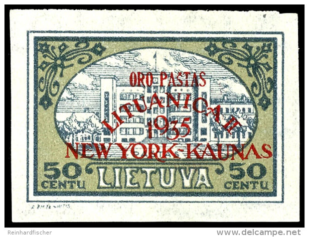 50 C. "Dem Litauischen Kind" Als Flugpost-Erinnerungsmarke Mit Aufdruck "ORO PASTAS LITHUANICA II 1935 NEW YORK -... - Lithuania