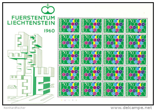 50 Rp. Europamarke 1960 In Type I, Kleinbogen Zu 16 Werten, Postfrisch, Durch Den Bogen Verl&auml;uft Eine... - Other & Unclassified
