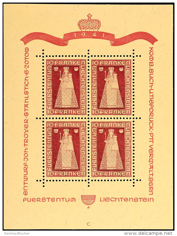 10 Fr. "Madonna Von Dux", Kleinbogen, Tadellos Postfrisch, Mi. 500.-, Katalog: 197KB **10 Fr. "madonna From... - Other & Unclassified