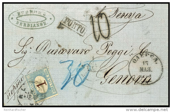 1 Lire Blau Auf Unfrankiertem Brief Von Odessa &uuml;ber Wien Nach Genua, 1873, Katalog: 11 BF1 Liras Blue On... - Unclassified