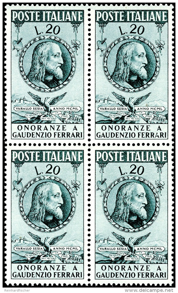 20 L Gaudenzio Ferrari, Postfrischer 4er-Block, Mi. 120,-, Katalog: 795 **20 L Gaudenzio Ferrari, Unhinged Mint... - Unclassified