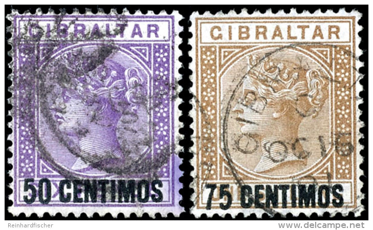 50 Bis 75 Centimos, Je Gestempelt (50 C. Kl. Blaustrich), Mi. 230,-, Katalog: 20/21 O50 Till 75 Centimos,... - Gibraltar
