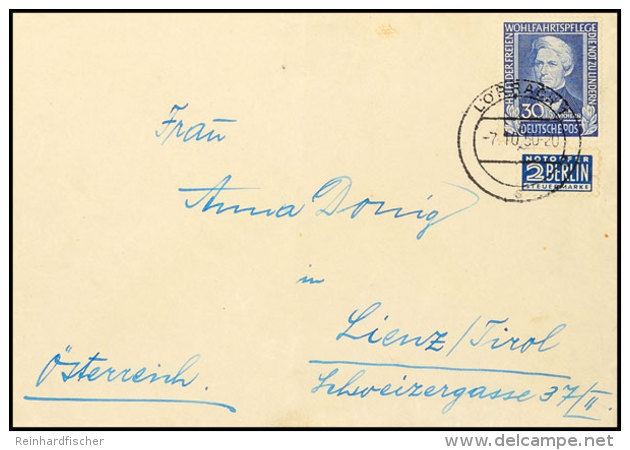 30 Pf. Wohlfahrt 1949, Portorichtige Einzelfrankatur Auf Auslandsbrief Von "L&Ouml;RRACH 7.10.50" Nach Lienz, Mi.... - Other & Unclassified
