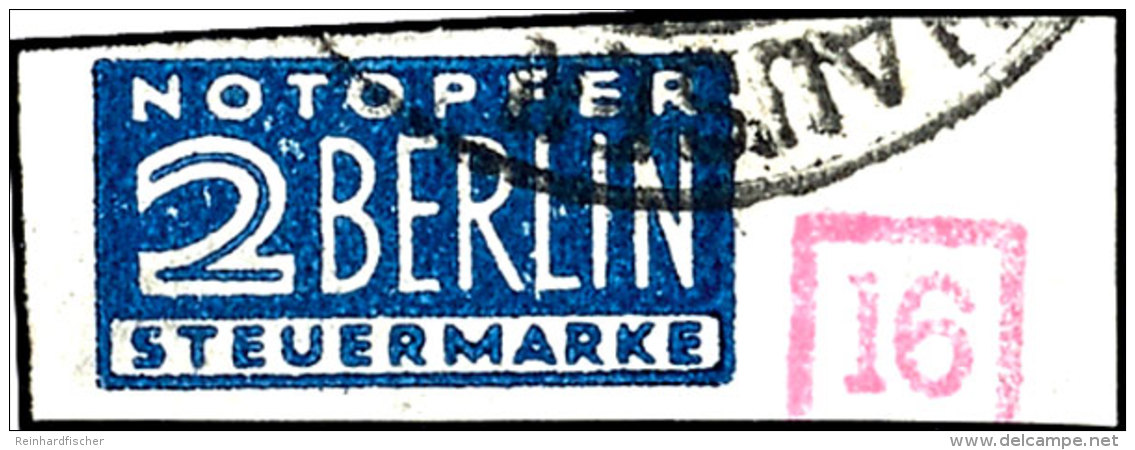 2 Pfg. Geschnitten Mit Wasserzeichen 1 W, Randst&uuml;ck Mit Bogenkontrollnummer "16", Gestempelt, Pracht, Nummer... - Autres & Non Classés