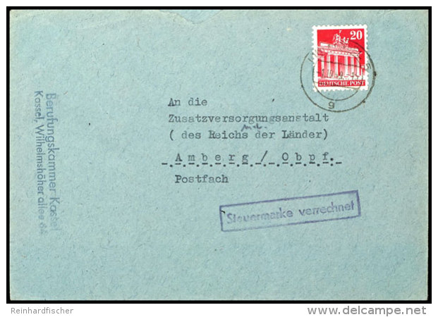 1949, "Steuermarke Verrechnet", Violetter Ra1 Klar Auf Brief Aus KASSEL 1.10.49 Nach Amberg, Umschlag Mit... - Other & Unclassified