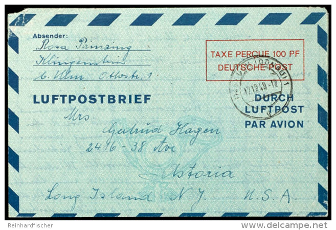 Luftpostfaltbrief 100 Pfg, Type I Von "ULM 17.12.48" Nach USA, Gebrauchsspuren, Dazu Type II Ungebraucht, Mi.... - Other & Unclassified