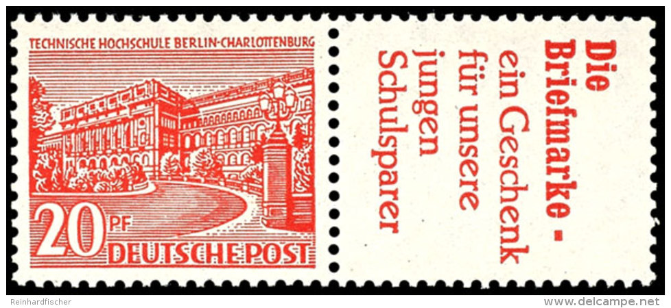 Berliner Bauten 1952, 20 Pfg + R2, Waagerechter Zusammendruck, Tadellos Postfrisch, Mi. 95.-, Katalog: W17... - Other & Unclassified