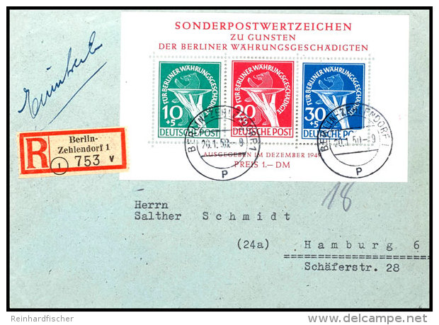 Blockausgabe "F&uuml;r Berliner W&auml;hrungsgesch&auml;digte 1949", Abart "auf Der 30 Pfg Marke Teilweiser... - Other & Unclassified