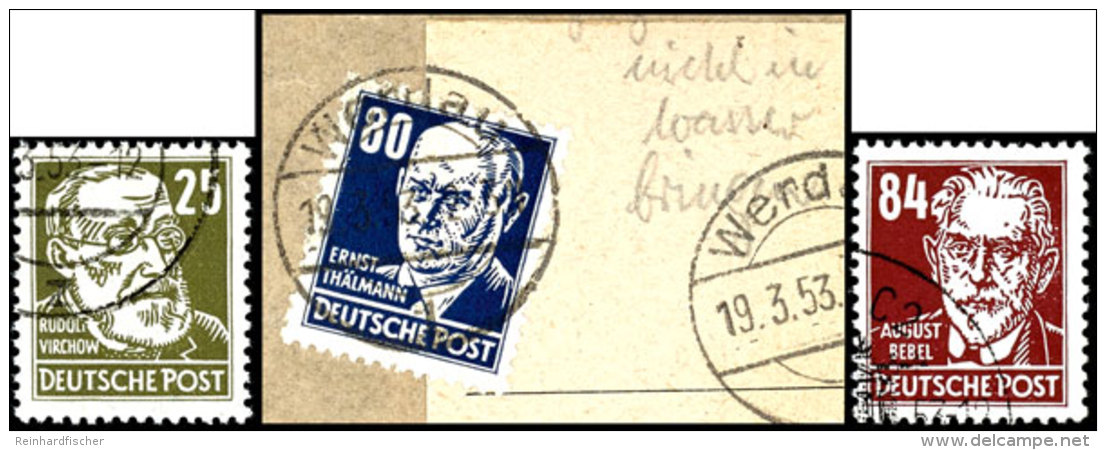 1952/53, "Pers&ouml;nlichkeiten" Kpl. Gestempelt Inkl. 80 Pf. "Lack" Auf Briefst&uuml;ck, Ungepr&uuml;ft Und Daher... - Other & Unclassified