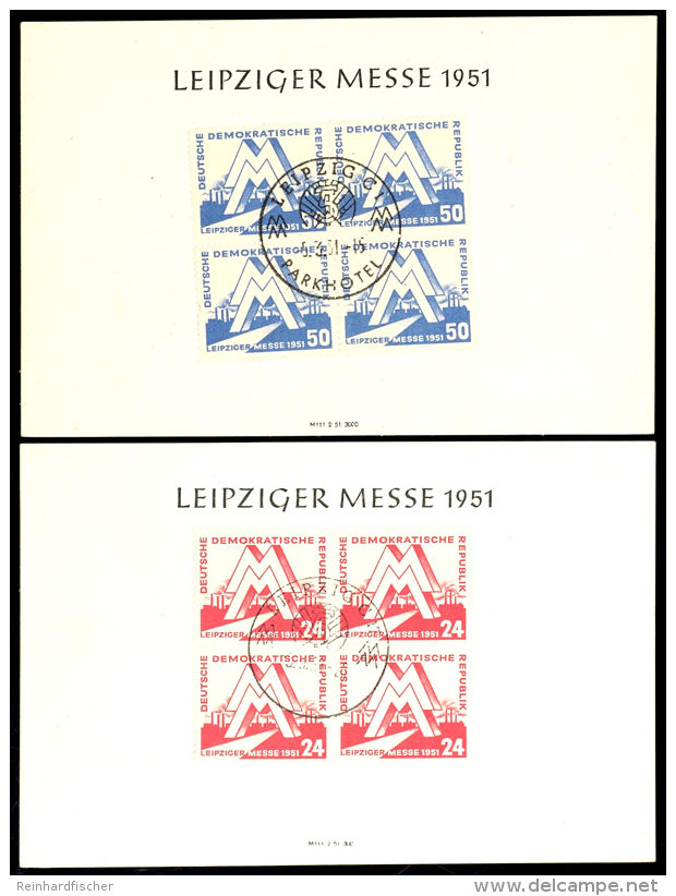 24 Und 50 Pfg Leipziger Fr&uuml;hjahrsmesse Je Im Viererblock Auf 2 Sonderkarten Von LEIPZIG 5.3.51, Tadellos,... - Autres & Non Classés