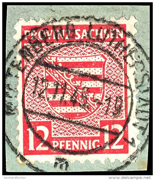 1945, 12 Pf. Mit Postmeistertrennung  Auf Briefst&uuml;ck, Stempel WITTENBERG-LUTHERSTADT, Tadellos, Fotokurzbefund... - Other & Unclassified