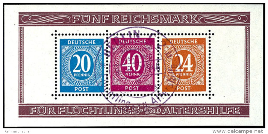 Altershilfe-Blockpaar Mit Violettem SST, Pracht, 450,-, Katalog: Bl.12AB OHelp For The Aged Souvenir Sheet Pair... - Other & Unclassified