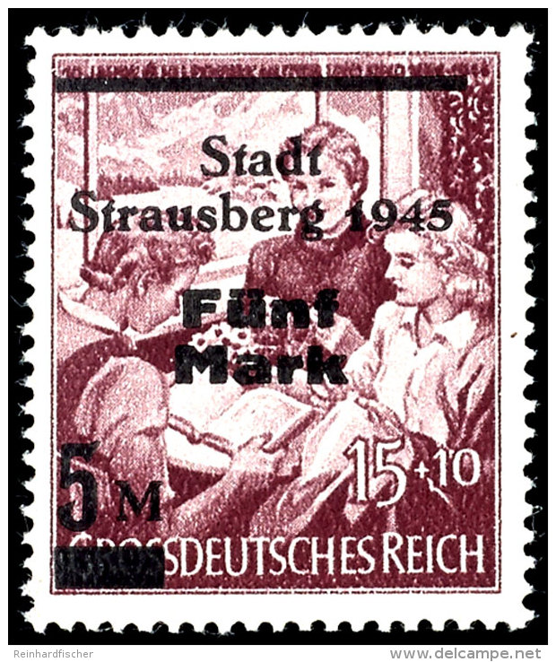 1 M. Bis 5 M. Mit Aufdruck "Stadt/Strausberg 1945", 4 Postfrische Kabinettst&uuml;cke, Signiert Richter, Mi. 320.-,... - Other & Unclassified