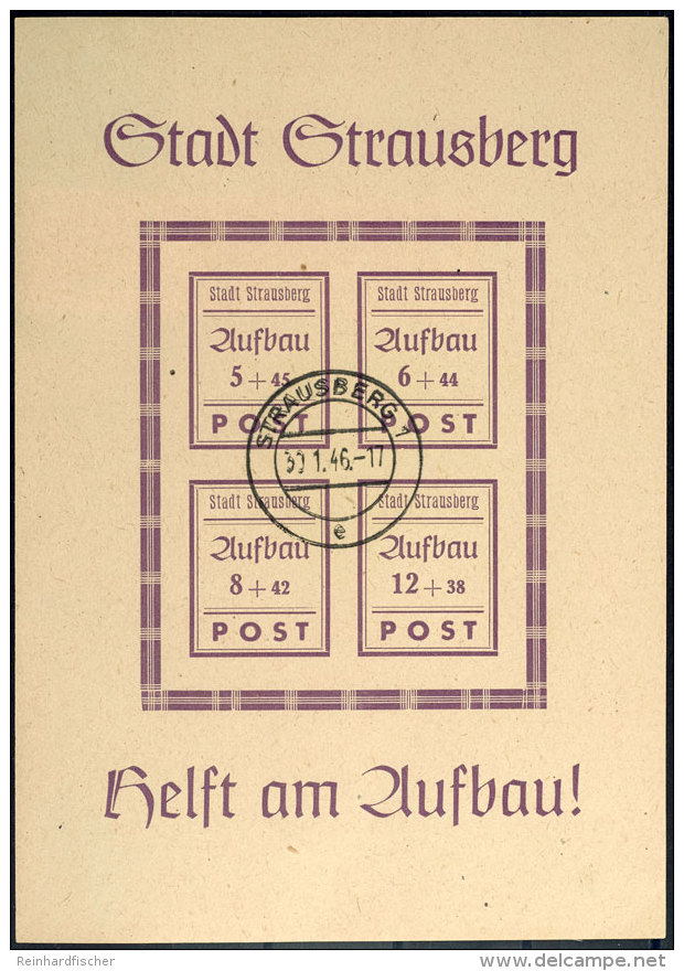 Wiederaufbau-Block, Fehlfarbe Hellviolett, Gestempelt, Gepr. Dr. Arenz BPP, Katalog: Bl.1F OReconstruction... - Other & Unclassified