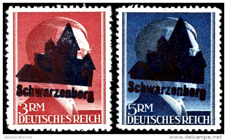 1 Pf. - 5 RM A. Hitler Mit Handstempelaufdruck Type II, Postfrisch, Katalog: 1/23II **1 Pf. - 5 RM A. Hitler... - Schwarzenberg (Erzgeb.)