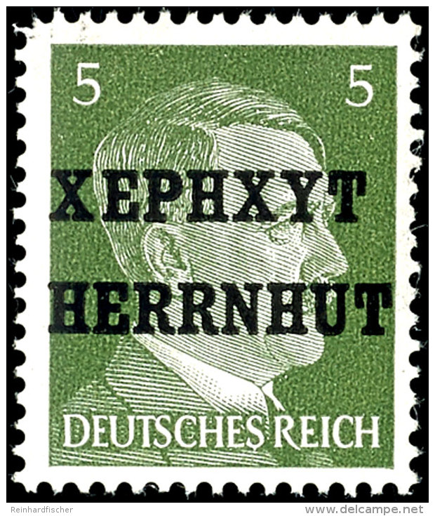 5 Pfg Hitler Mit Lokalem Aufdruck "XEPHXYT HERRNHUT", Tadellos Postfrisch, Mi. 200.-, Katalog: 4 **5 Pfg Hitler... - Herrnhut