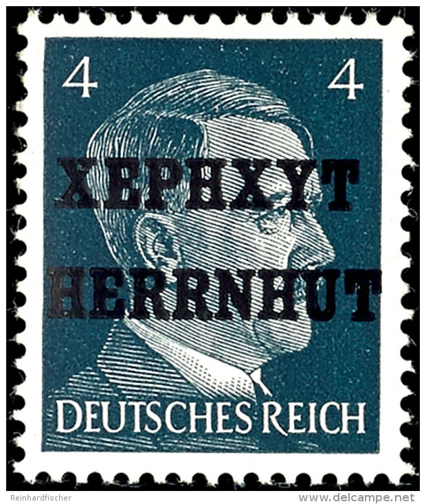 4 Pfg Hitler Mit Lokalem Aufdruck "XEPHXYT HERRNHUT", Tadellos Postfrisch, Mi. 200.-, Katalog: 3 **4 Pfg Hitler... - Herrnhut